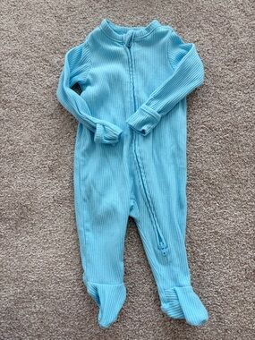 Old Navy Light Blue Ribbed Footed One-Piece Pajama